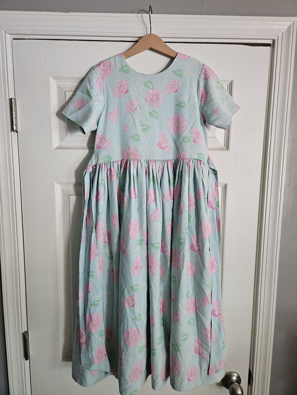 Lilly Pulitzer Girl's Light Aqua Dress with Pink Floral Print, Size 8